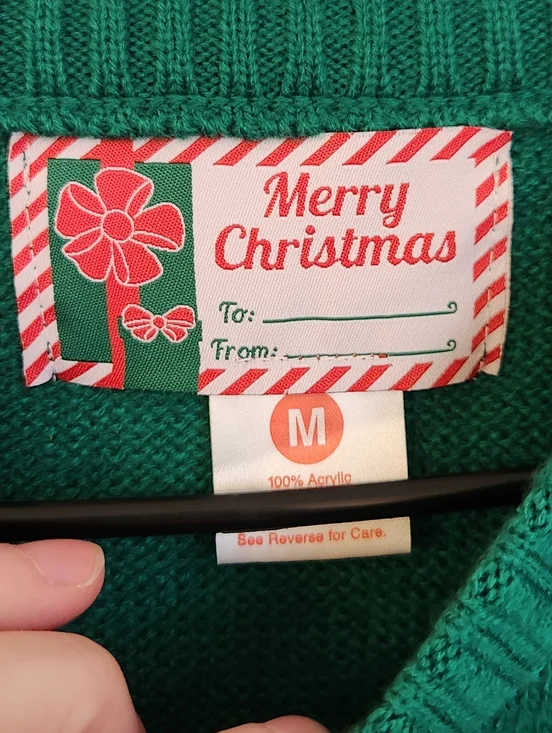 Holly Jolly 4ever Merry Christmas Green Sweater Holiday Womens Size M NWT #1173 - Picture 3 of 6